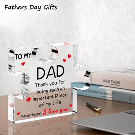 Dad Gifts, Birthday Gifts for Dad - Engraved Acrylic Plaque 3.9 x 3.2 x 0.47 inches, Cool Dad Presents from Daughter, Son, Wife, Heartwarming Men Birthday Gift, Ideas