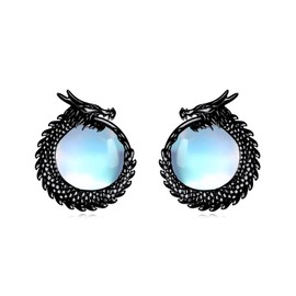 POPLYKE Dragon/Horseshoe Cross/Axolotl/Mushroom Hedgehog/Mermaid/Cardinal Earrings for Women Sterling Silver Moonstone Animal Earrings Jewelry Gift for Girls, Sterling Silver, No Gemstone