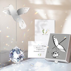 Hummingbird Memorial Gifts for Loss of Loved One, Unique Sympathy Gift Idea Clear Crystal Window Suncatcher, Rainbow Bereavement Grief Gift Box for Loss of Mom Dad Husband Son Daughter