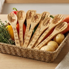 9 in 1 PIECE Anime Wooden Kitchen Cooking Utensil Set, Bamboo Utensils Easy to Clean, Lightweight & Sturdy, Best Housewarming Birthday Thanksgiving Christmas Gift