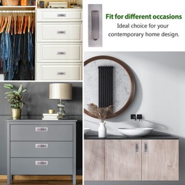 Mogokoyo Pack of 2 Stainless Steel Shell Handles, Hidden Furniture Handles, Drawer Handles, Vintage Sliding Door Handle, Oval Inlet Handle with Screw for Cabinets/Sliding Door/Drawers (Silver)