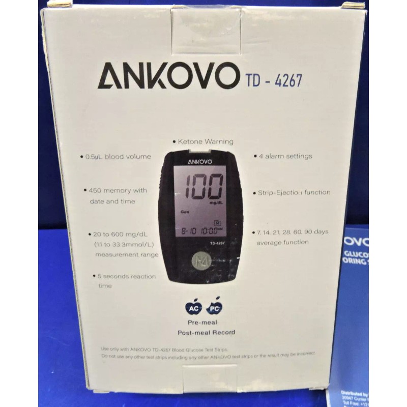 Ankovo NEW Ankovo TD-4267 Blood Glucose Monitor Kit / 100