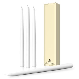 Pickood 12-Inch Tall Dripless Taper Candles Set of 4 - White Tapered Candles, Perfect for Wedding,Dinner - Smokeless, Unscented, Long Burning - Hand Poured, Colored Tall Candlesticks - Blancas