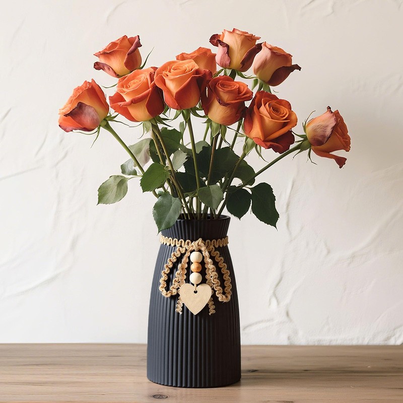 DomeStar Black Ceramic Vase, Small Vase for Flowers Gothic Home