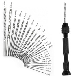 26-Piece Precision Pin Vise Hand Drill Set with Twist Drill Bits - Ideal for Craft Carving DIY, Woodworking, & Model Making(0.5-3mm Drilling Bits)