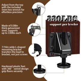 Heavy Duty Leveling Feet, 12 Pack Adjustable Furniture Levelers with 3960LB Capacity, 2" Height Adjustment, No-Flip Furniture Installation – Hex Nut Design for Flawless Leveling