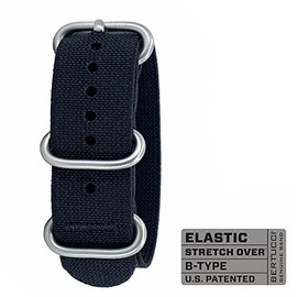 BERTUCCI Men's Black Elastic Matte Hardware 22mm Stitch Watch Band