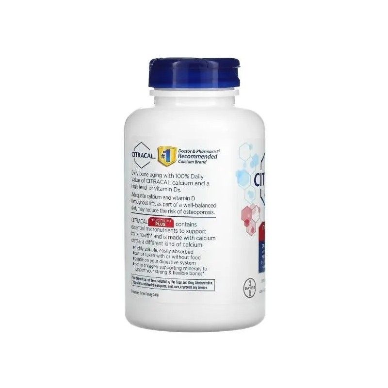 Calcio y Vitamina D3 Bayer Citracal Max con Zinc y