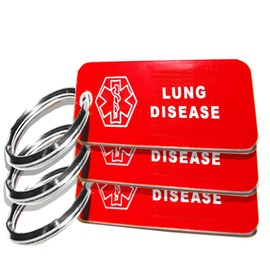 My Identity Doctor - 3 Pre-Engraved Lung Disease Plastic Medical Alert ID Keychains, Small 2.25 x .79 Inch