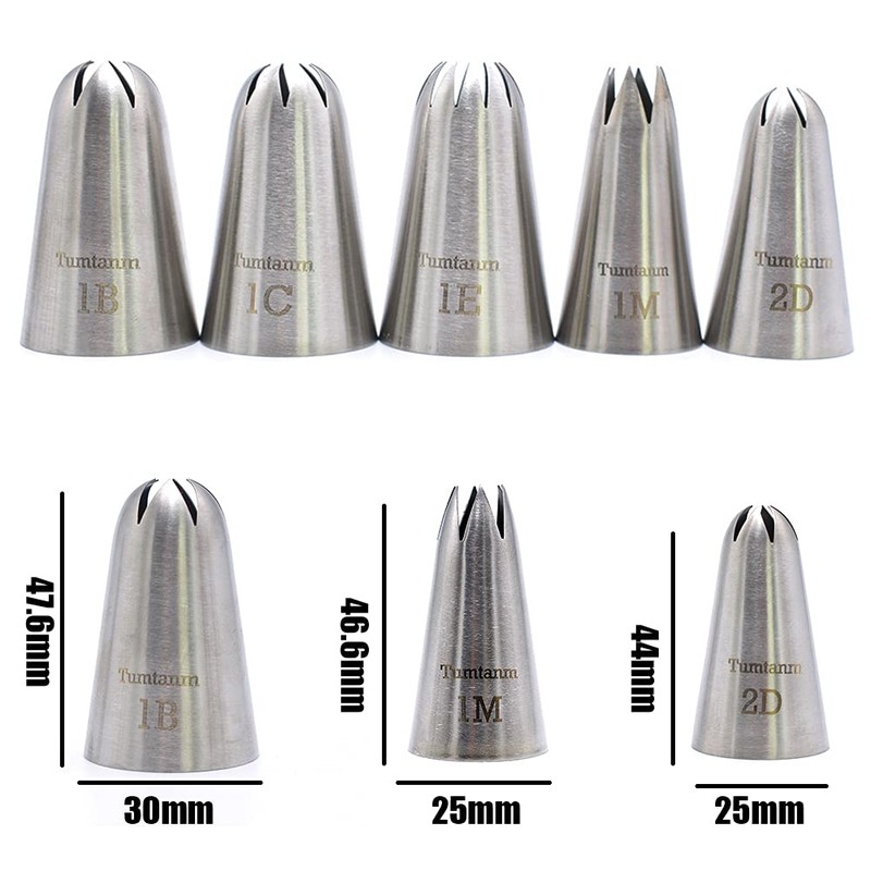 Tumtanm 5 Pack Extra Large Piping Nozzles, 1B 1C 1E