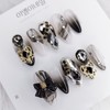 Black Granation Full Stone Nail Handmade Nail Tips - Coffin