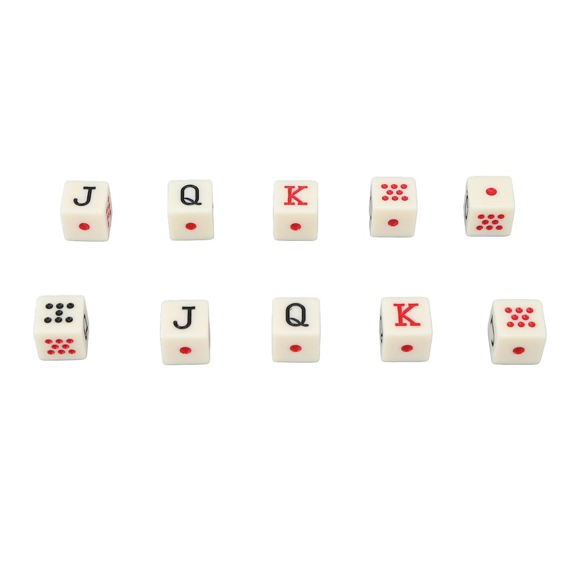Pack of 20 Spanish Poker Dice, 6-Sided Poker Dice, Spanish
