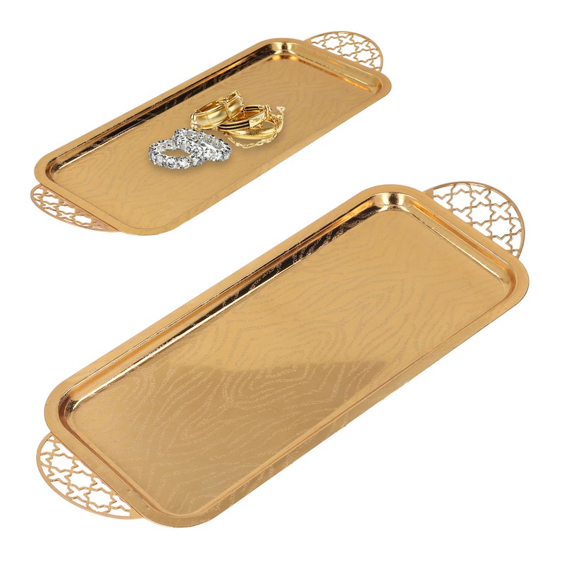 Serving Tray Gold Retro Light Luxury Oblong Water Cup Tea