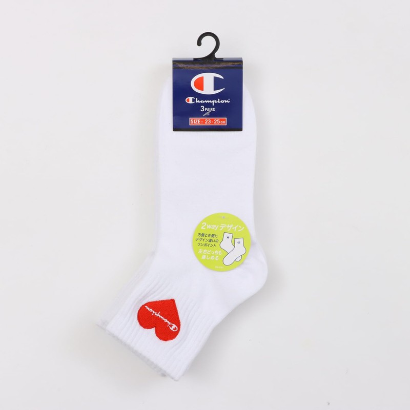 Champion CWSCB201 Women's Socks, 3-Pair Set, One Point Logo Embroidery,