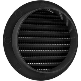 Vent Systems 4'' Inch Black Soffit Vent Cover - Round Air Vent Louver - Grill Cover - Built-in Insect Screen - HVAC Vents for Bathroom, Home Office, Kitchen