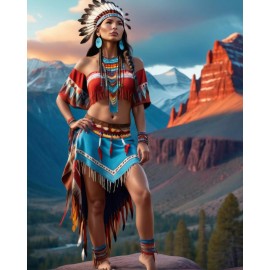 GORGEOUS YOUNG NATIVE AMERICAN LADY TRADITIONAL CLOTHING 8X10 FANTASY PHOTO
