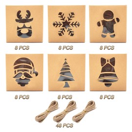 48 PCS Christmas Cookie Boxes with Clear Window, 4x4x2.5 Inches Brown Christmas Kraft Gift Boxes, Bakery Treat Candy Doughnut Boxes for Holiday Gift Giving, Christmas Party Favors.