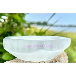 Wholesale Lot 6 PCs Natural Selenite Aka Satin Spar Hexagon Bowls Crystal ~10cm