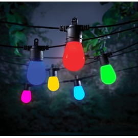 NOVOLINK Indoor/Outdoor 24-Light 48 ft. Smart Plug-in Cafe String RGBW Color Changing LED String Light IP65 Waterproof, Dimmable for Balcony, Backyard
