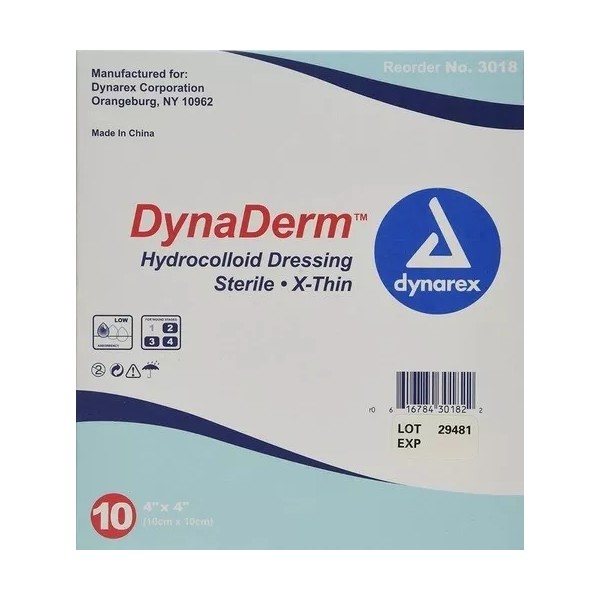 Dynarex Dynaderm Apósito Hidrocoloide Extra Thin 10x10 Cm 10 Pzas