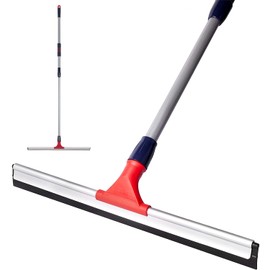 DSV - Escobilla de Goma Profesional Estándar para Hormigón, 24 Pulgadas, Con Mango Telescópico de 30 a 57 Pulgadas, para Azulejos, Cochera, Cubierta, Baño