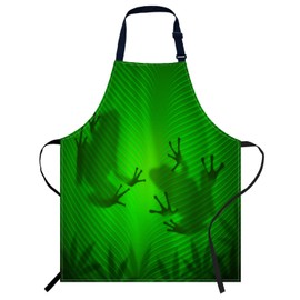 oFloral Frog Apron Chefs Apron, Cooking and Baking Apron for Men and Women, Kitchen Aprons, Butchers Apron, BBQ & Catering Bibs, 27 X 31 Inch