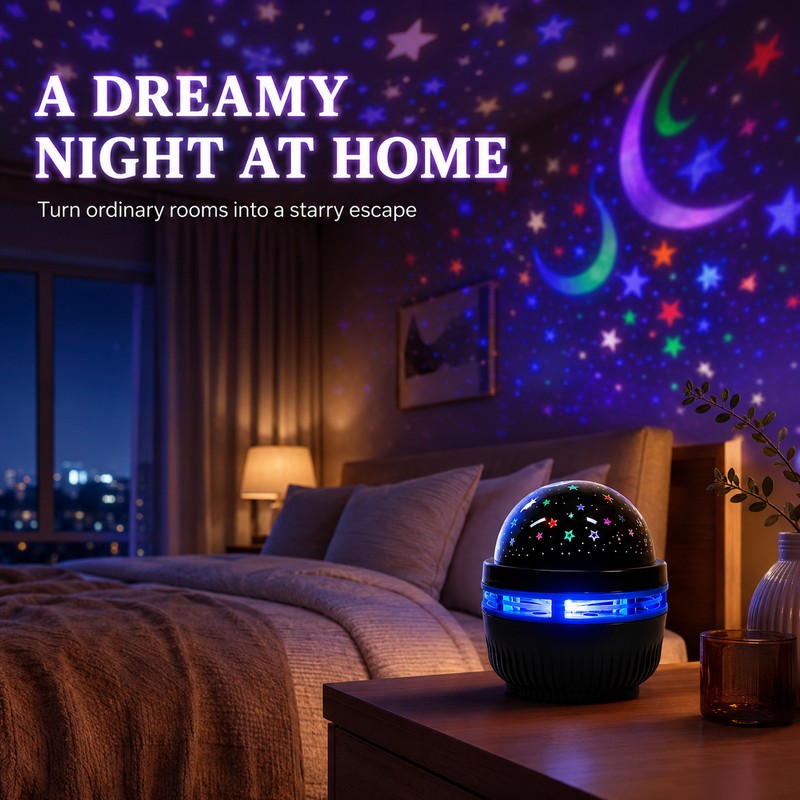 USB Star Moon Projector Light 5V LED Rotating Night Light