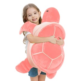 Dalmao 28" Soft Plush Sea Turtle Stuffed Animals Plush Pillow Toys, Large Turtles Plushies,Gift for Kids Boys Girls, Birthday-Pink