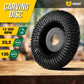 GRAFF Premium Wood Cutter Rasp Disc 125 mm for Carving and Sanding Wood, Softwood, Hardwood - Wood Grinder for Angle Grinder & Flex - Sanding Disc for Woodworking Tools