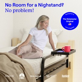 Smallish BedShelfie Bedside Shelf for Bunk Bed & Top Bunk, College Dorm Room Essentials, Loft Nightstand, Floating Bed Side Table Tray Storage, Dorm Room Decor (Flexfit Model, Black)