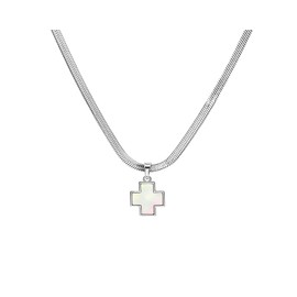 18K Gold Silver Plated Cross Necklace for Women, Dainty Cross Snake Chain Choker, Non Fading Stacked Jewelry Anniversary Birthday Christmas Gifts for Her Wife Mom Lady (Silver - Snake Bone Chain)