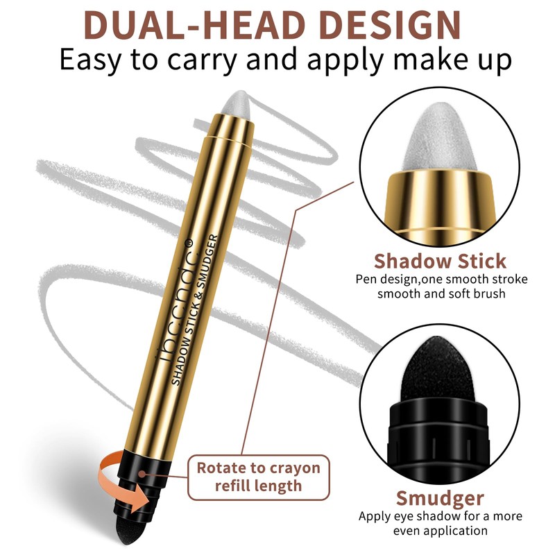 Cream Shimmer Eye Shadow Stick - Dual-Ended Waterproof Shimmer Eyeshadow