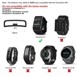 Ruentech Verschlussring Kompatibel mit Garmin Vivoactive Hr Stundenband, Silikon-Uhrenarmbänder, sichere Schlaufe für Vivoactive HR Sport GPS Smartwatch Zubehör Armband