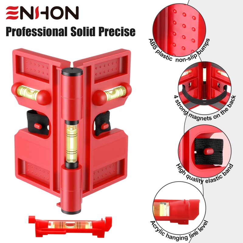 Enhon Adjustable Magnetic Post Level with 6 Hanging String Line