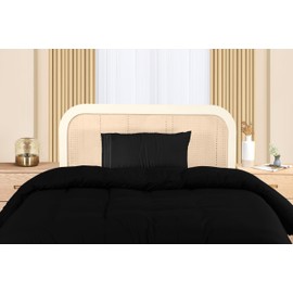 Utopia Bedding Duvet Cover - Single Duvet Cover Set with Embroidered Pillowcase - Soft Microfibre Polyester Bedding (Black)