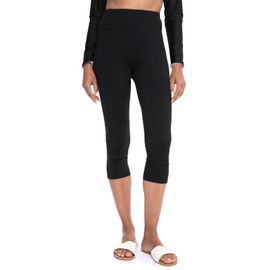 Coolibar UPF 50+ Women's Deep Water Swim Capris - Sun Protective (X-Large- Black)