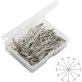 100 Piezas Alfileres en T para Cabezas de Peluca Pasadores en Forma de T para Peluca Alfileres Rectos para Peluca con Una Caja de Plástico Pines en T para Manualidades Tejer Coser Joyería (plata)