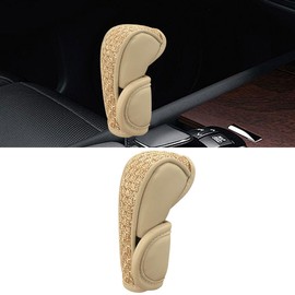 LAINLOY Car Gear Shift Knob Cover, Leather Automotive Stick Shifting Handle Knobs Protector, Anti-Slip Anti-Scratch Car Shifter Cover, Car Interior Decoration Universal for Truck, SUV, RV (Beige)