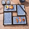 Cerficer Japanese 8 Inch Sushi Plates Blue Wave Cracker Tray
