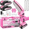 Mini Chainsaw 6-Inch Battery Powered - Pink Cordless Electric Handheld