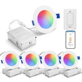Xsky Smart Recessed Zigbee 3.0 Lighting 4 inch 4 Pack RGBCW Dimmable, Downlight. Compatible with Alexa/Home Assistant/SmartThings 10W 750LM 16 Million Colors, Dimmer Switch Include