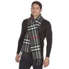 Atano Mens Reversible Checked Scarf with Tassels Black