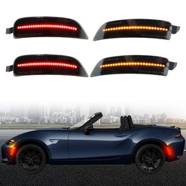 ZDEERAOTO Amber&Red LED Front & Rear Fender Side Marker Lights Kit for for Mazda MX-5 Miata ND 2016-2024 Fender Side Markers,Smoked Lens Side Bumper Marker Lamps,4pcs