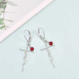 Faith Cross Earrings for Women 925 Sterling Silver Long Dangle Earrings Hypoallergenic January Birthstone Earrings Religious Christan Confirmation Gifts …