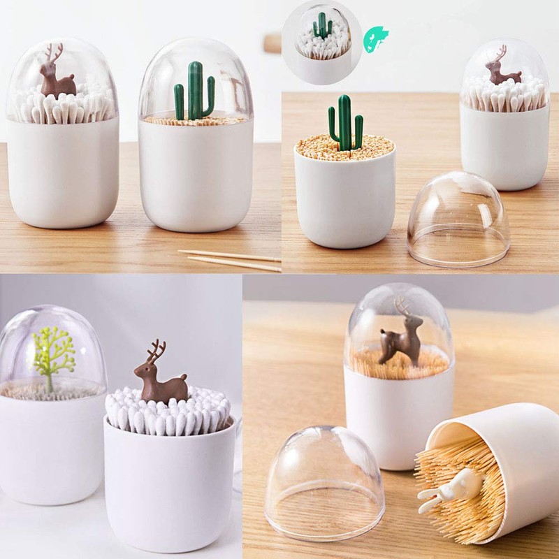 HomDSim 2 Pack Creative Cotton Swab Holder,Cotton Bud Small Q-Tips