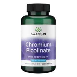 Swanson Suplemento de Picolinato De Cromo, 200 mcg por cápsula, 200 cápsulas
