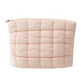 Makeup Bag for Women,Large Quilted Cosmetic Organizer Pouch Cute Make up Bag Puffy Portable Travel Toiletry Bag Girls Zipper Waterproof Storage Bags,Puff Pink