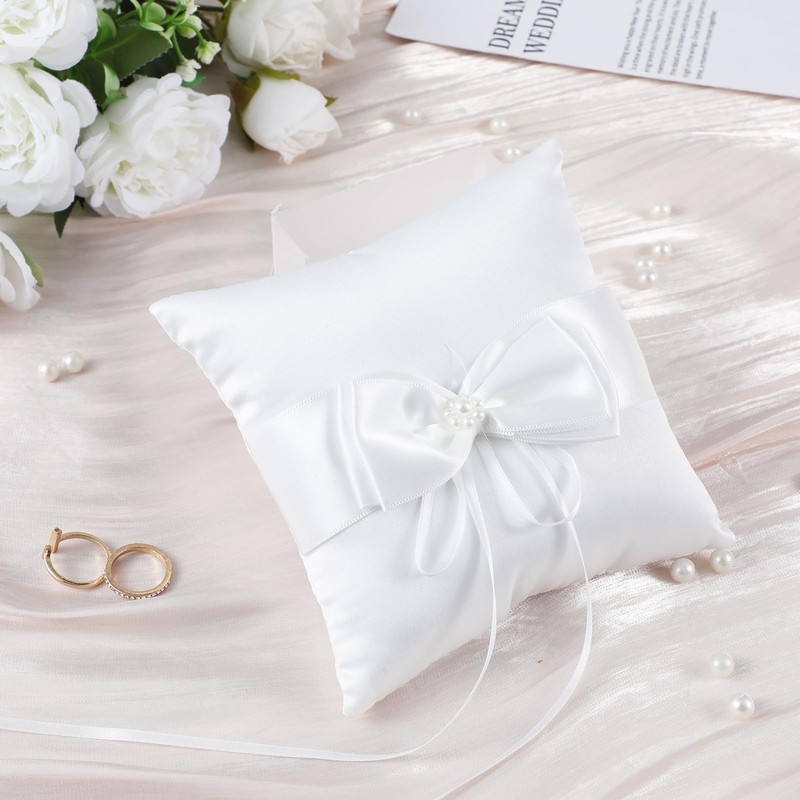 Bruislard 14 x 14 cm Wedding Bowknot Ring Bearer Cushion