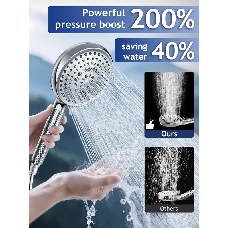 PWERAN RV Shower Head with Hose, High Pressure9 Mode Shower