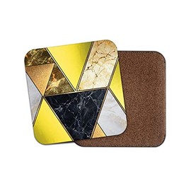 Square Single Coaster - Art Deco Yellow Marble Effect New Home House Warming Drink Gift #77842